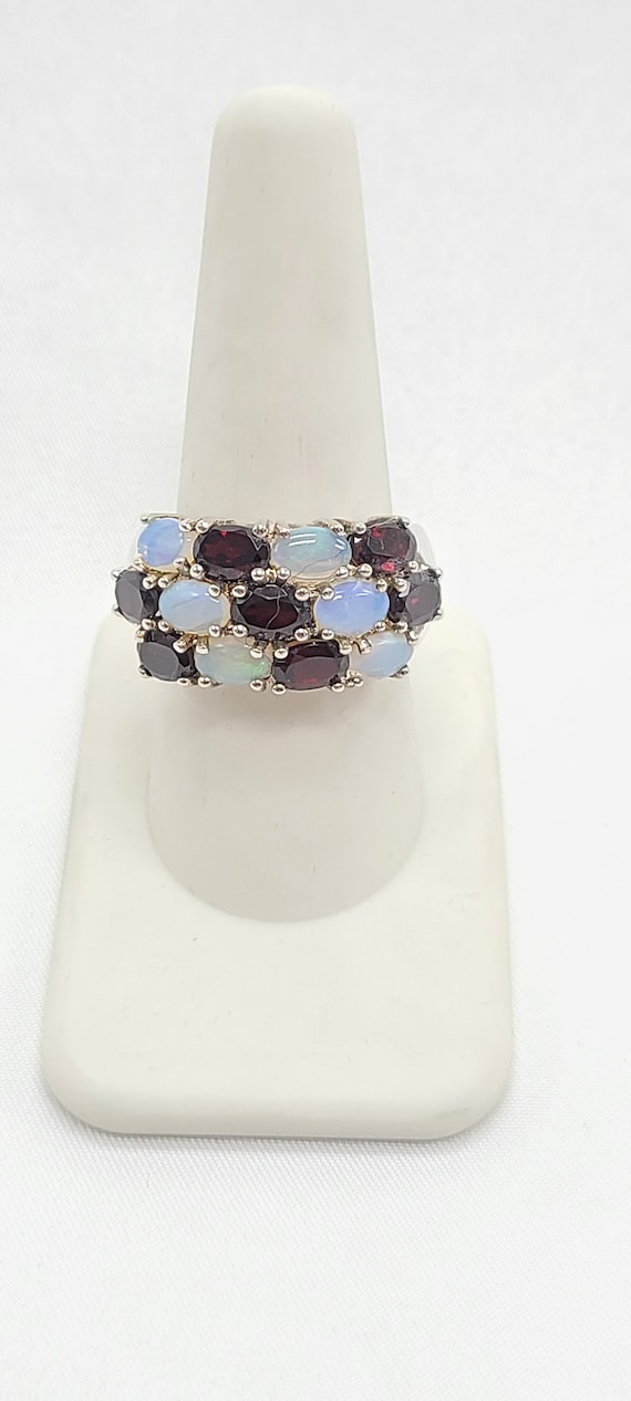 Garnet and Opal Silver Ring