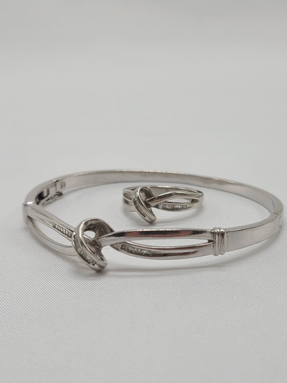 Silver bracelet and matching ring - image 1