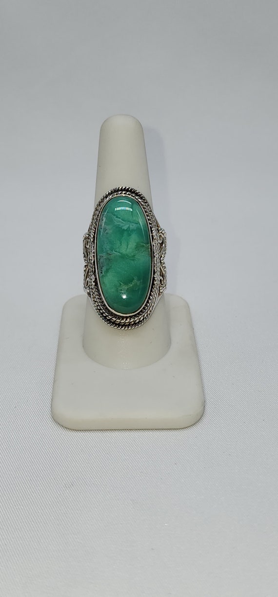 Silver and Green Chalcedony Ring