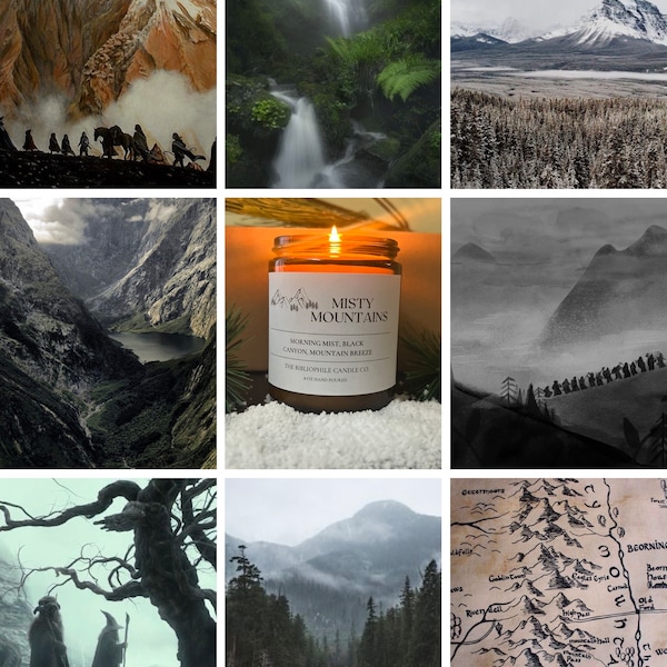 Misty Mountains Scented Candle, Lord of the Rings, Bilbo Baggins, Frodo Baggins, Hobbiton, Hobbits, The Shire, Rivendell
