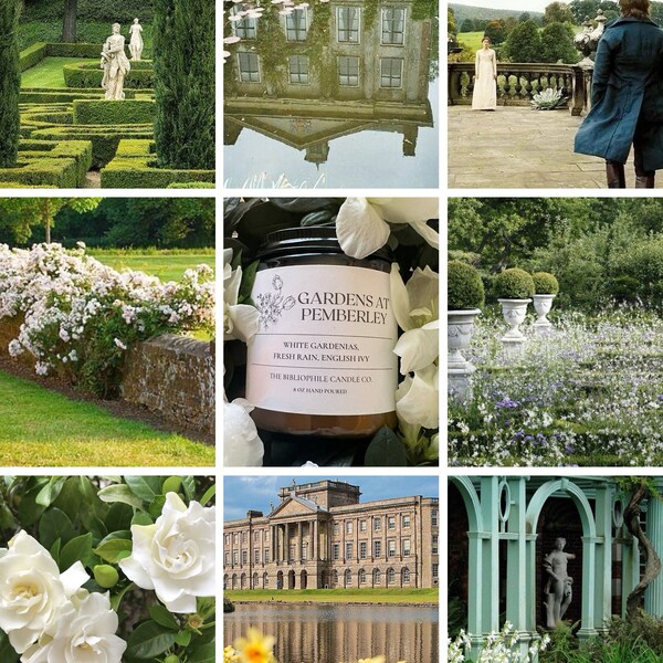 Gardens at Pemberley Scented Candle, Pemberley, Mr Darcy, Elizabeth Bennett, Pride & Prejudice