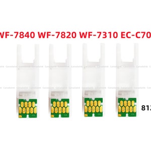 4 puces à usage unique T812 812 XL pour notre cartouche d'encre rechargeable pour imprimante Wf 7820 Wf 7840 Wf 7310 EC C7000