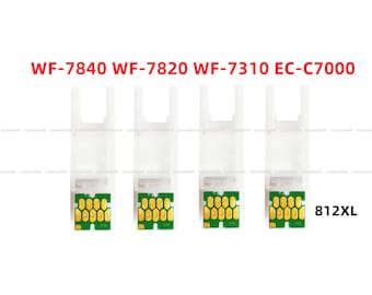 4 chip monouso T812 812 XL per le nostre cartucce d'inchiostro ricaricabili per stampanti WF 7820, WF 7840, WF 7310, EC e C7000.