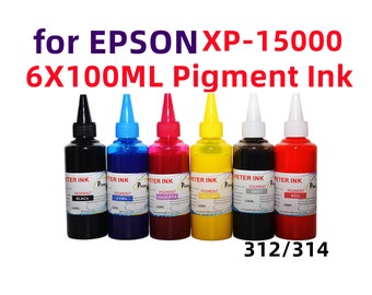Recharge d'encre pigmentée de qualité supérieure 6X100ML pour cartouche d'imprimante XP-15000 XP1500 T312 T314