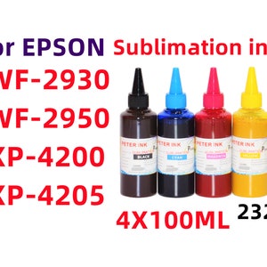 Encre de sublimation 4X100 ml pour imprimante Wf-2950 Wf-2930 xp-4200 xp-4205 T232 232 cartouches d'encre rechargeables CISS pour presse à chaud