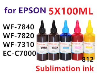 5X100ml Sublimation Ink for Wf-7840 Wf-784 Wf-7310 ec-c7000 Printer T812 812 refillable ink cartridge CISS