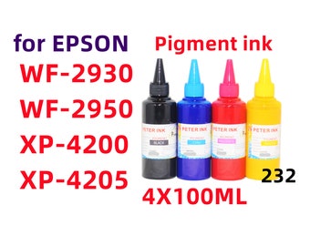 4X100ml Pigmenttinte für Wf-2950 Wf-2930 xp-4200 xp-4205 Drucker T232 232 nachfüllbare Tintenpatronen CISS