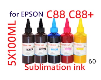 5X100ML Premium Sublimation refillable Ink for Stylus C88 C88+ Printer T060 60
