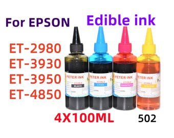 4 x 100 ml eetbare navulinkt voor ET-2980 et-3930 et-3950 et-4950 printer 502