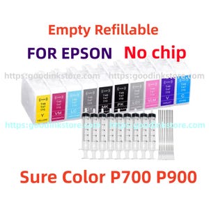 Refillable Ink Cartridges for Epson SureColor P700 P900 (No Chip) 画像 2