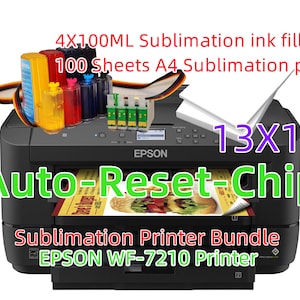 Imprimante à sublimation grand format Workforce WF-7210 avec système d'encre CISS et encre de sublimation et papier pour sublimation