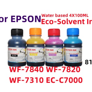 4 x 100 ml de solvant écologique (à base d'eau) pour imprimante Wf-7840 Wf-784 Wf-7310 ec-c7000 Cartouche d'encre rechargeable T812 812 CISS pour transferts