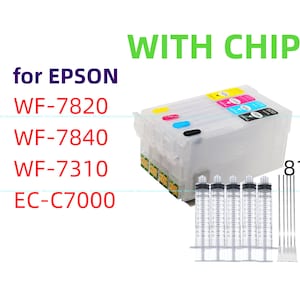Jeu de cartouches d'encre rechargeables vides pour imprimante Workforce pro WF7840 WF7820 WF7310 EC-C7000 wf-7840 wf-7820 T812 812 XL avec puces à usage unique