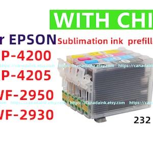 Pour imprimante T232 232 WF 2950 WF 2930 Xp 4200 Xp 4205, emballage de 4 cartouches d'encre pour sublimation avec puces à usage unique