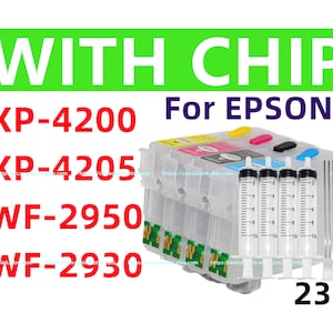 Für T232 WF 2950 WF 2930 xp 4200 xp 4205 Drucker, 4er Set leere nachfüllbare Tintenpatronen mit Einweg-Chip. Einmalige Verwendung!