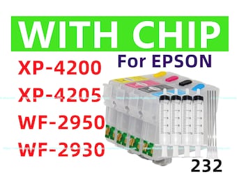 Confezione da 4 cartucce d'inchiostro ricaricabili T232 per Epson XP-4200/4205, WF-2950/2930 (chip monouso)
