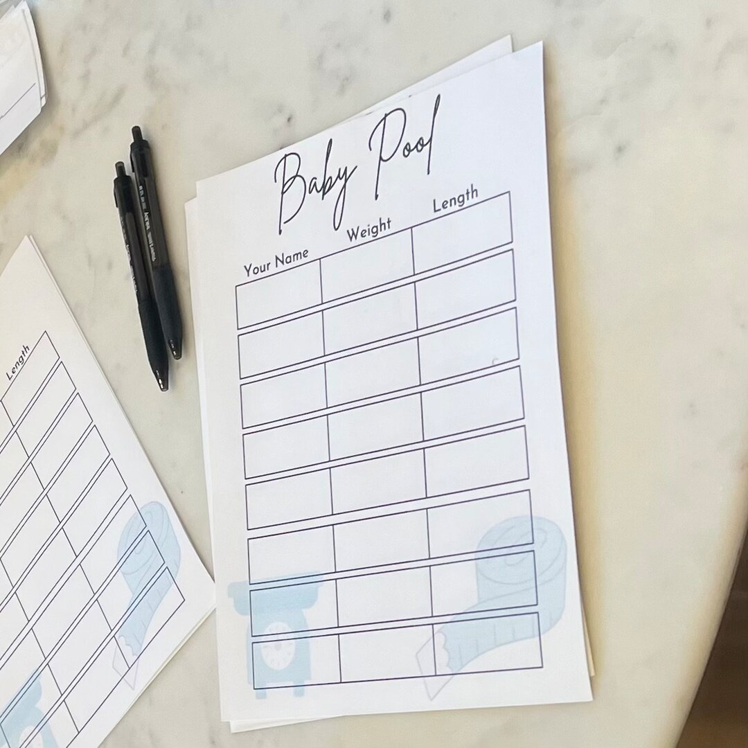 Guess the Baby's Weight and Length PDF Printable Shower