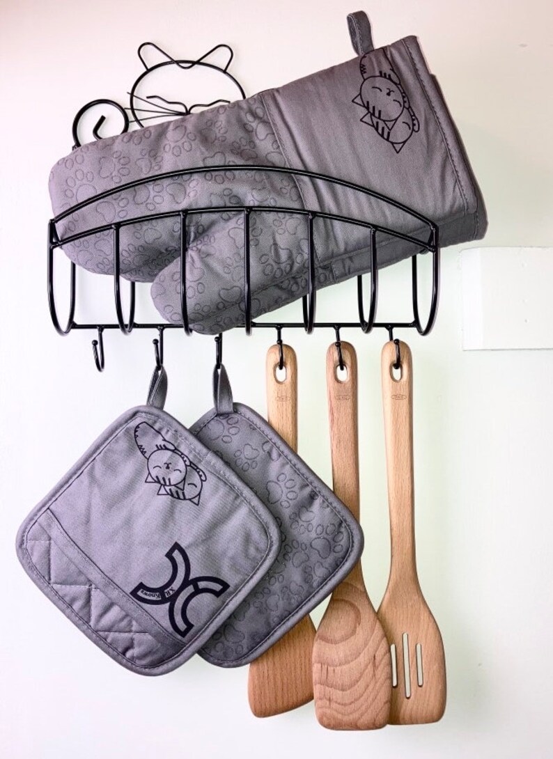 Cat Oven Mitts and Potholders Set - Thumbnail 2