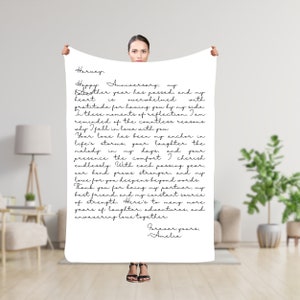 Cobertor de caligrafia personalizado, cobertor de carta de amor personalizado, aniversário, carta escrita à mão, presentes de longa distância para namorada, namorado