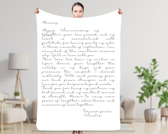 Handwriting Blanket Personalized Custom Love Letter Blanket Anniversary, handwritten letter, long distance gifts for girlfriend, boyfriend