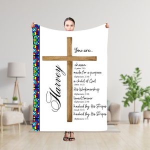 Personalized Blanket, Bible Verse Blanket, Inspirational Gifts For Men, Christian Gifts, Jesus Lover Gifts, Throw Blanket, Gifts For Him