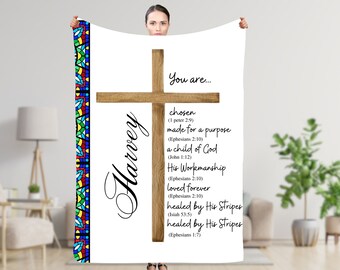 Personalized Blanket, Bible Verse Blanket, Inspirational Gifts For Men, Christian Gifts, Jesus Lover Gifts, Throw Blanket, Gifts For Him
