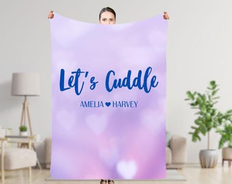 Manta personalizada Lets Cuddle, manta personalizada para parejas con nombres, regalo para esposa, regalo de relación, novia, Navidad, aniversario