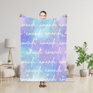 Personalized Unicorn Blanket for Kids, Custom Name Blanket, Nursery Blanket for Newborn, Custom Name Christmas Gift, Birthday for Daughter