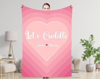 Manta personalizada Lets Cuddle, manta personalizada para parejas con nombres, regalo para esposa, regalo de relación, novia, Navidad, aniversario