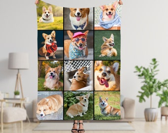 Customizable Pet Photo Blanket, Photo Collage Gifts for him or her, Family & Friends Custom Gifts, Special Memory Keepsake