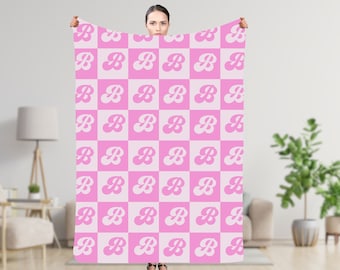 Aangepaste deken met voornaam, gepersonaliseerde geruite plaid, jubileumcadeau, aangepast cadeau, kerstcadeau, monogramdeken, cadeau voor haar