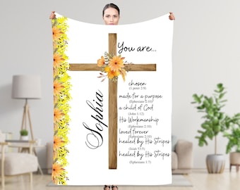 Personalized Blanket, Bible Verse Blanket, Inspirational Gifts For Women, Christian Gifts, Jesus Lover Gifts, Throw Blanket, Gifts For Her