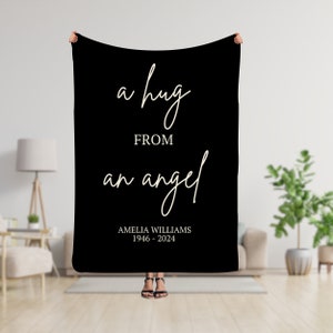Personalized Memorial Angel  Blanket Gift for loss of mother, A hug from Heaven sympathy blanket, grief, father, child, mom bereavement gift