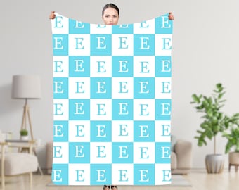 Aangepaste eerste naamdeken, gepersonaliseerde geruite plaid, jubileumcadeau, cadeau voor hem, kerstcadeau, monogramdeken, cadeau voor haar