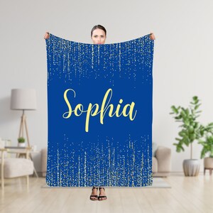 Sparkling Gold Glitter Personalized blanket with Name, Custom blanket gift, Birthday Anniversary Gift, Baby Shower Gift, Present gift wife