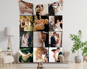Customizable Wedding Photo Blanket, Photo Collage Gifts for him or her, Family & Friends Custom Gifts, Special Memory Keepsake