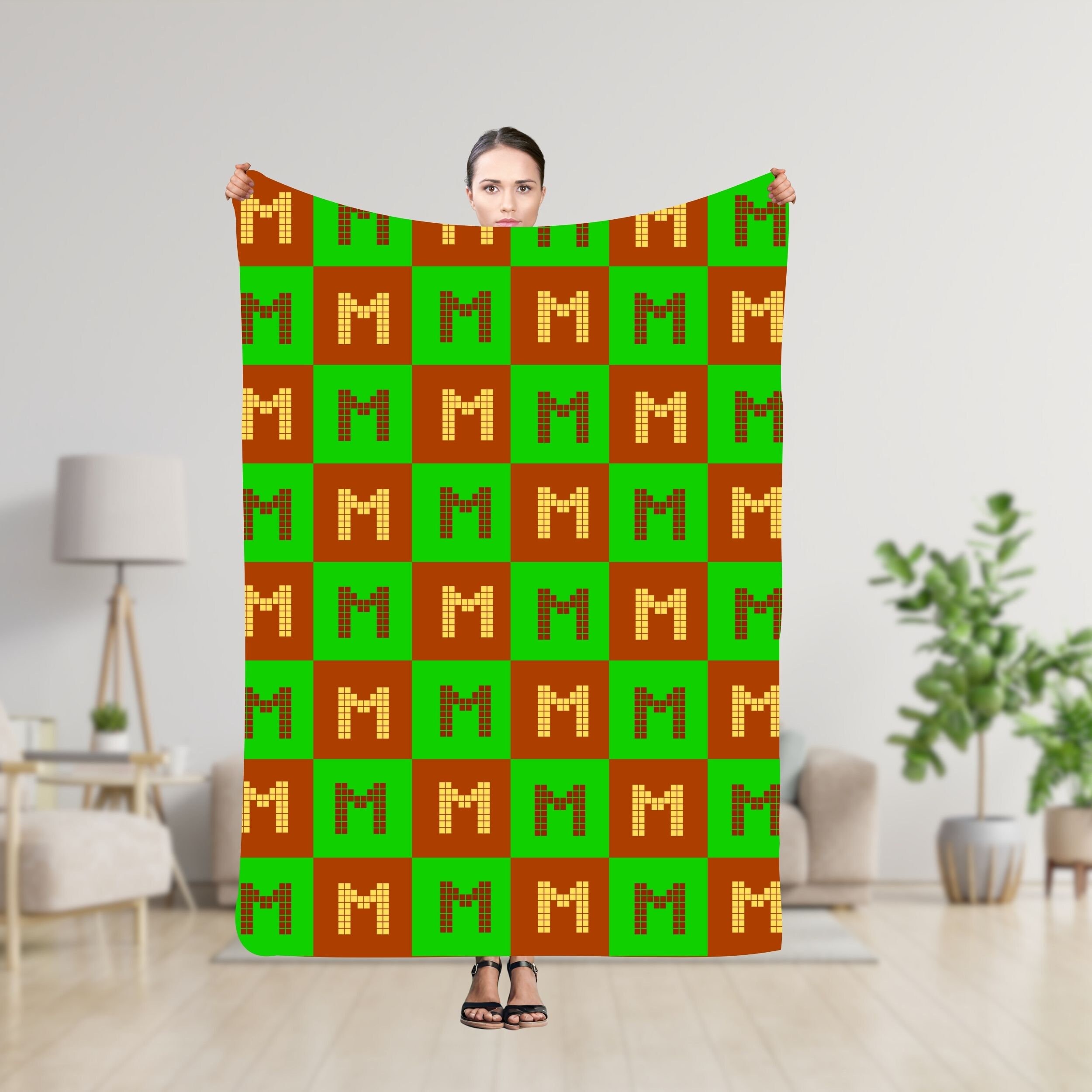 ゲーマーイニシャルブランケット、ゲームルーム装飾、ゲーム