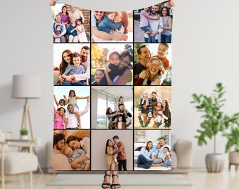 Customizable Photo Blanket, Photo Collage Gifts for him or her, Family & Friends Custom Gifts, Special Memory Keepsake