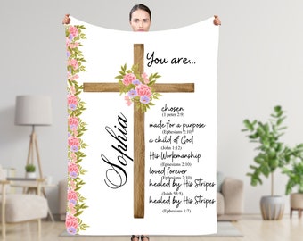 Personalized Blanket, Bible Verse Blanket, Inspirational Gifts For Women, Christian Gifts, Jesus Lover Gifts, Throw Blanket, Gifts For Her