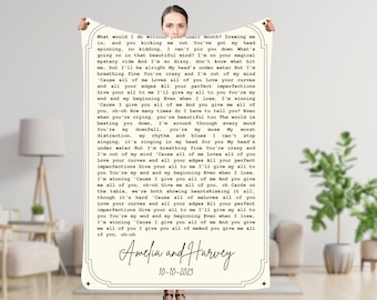 Personalisierte Song Lyrik Decke Hochzeitsgeschenk Gelübde Jubiläum Paare Namen Personalisierte Decke Verlobungsgeschenk für Frau für Paar