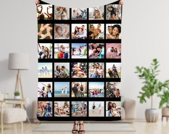 Custom Collage 30 Photo Blanket, Personalized Blanket, Custom Throw Blanket, Photo Gifts, Gifts for Him Her, Christmas Gift, Wife Husband