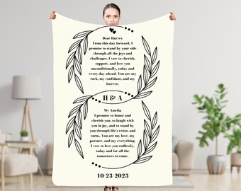 Benutzerdefinierte personalisierte Hochzeit Gelübde gewebte Decke personalisierte Decke Baumwolle Jahrestag Geschenk Hochzeitsgeschenk Brautdusche Geschenk