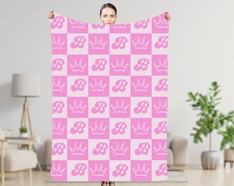 Aangepaste deken met voornaam, gepersonaliseerde geruite plaid, jubileumcadeau, aangepast cadeau, kerstcadeau, monogramdeken, cadeau voor haar
