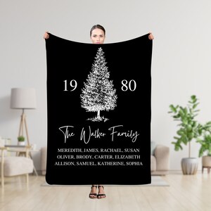 Family Tree Blanket, Christmas Gift, Custom Family Tree Personalized Tapestry, Thoughtful Gift for Grandma Sentimental Family Gift