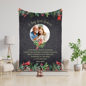 Photo Memorial Blanket, A Hug From Heaven Blanket, Custom Photo Blanket, Remembrance Gift, Personalized Memorial Blanket, In Loving Memory