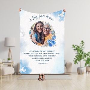 Photo Memorial Blanket, A Hug From Heaven Blanket, Custom Photo Blanket, Remembrance Gift, Personalized Memorial Blanket, In Loving Memory