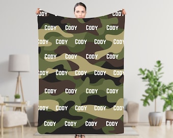 Aangepaste naamdeken, camouflagedeken, camouflage babydekens, zacht cadeau deken voor volwassenen, beddengoed slaapzaal, kerstcadeaus, camouflagecadeau