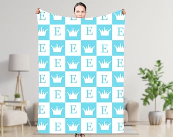 Aangepaste eerste naamdeken, gepersonaliseerde geruite plaid, jubileumcadeau, cadeau voor hem, kerstcadeau, monogramdeken, cadeau voor haar