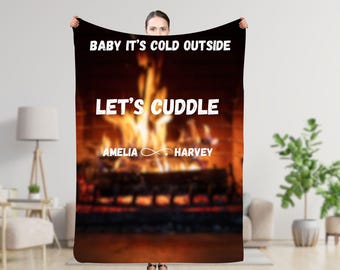 Manta personalizada Lets Cuddle, manta personalizada para parejas con nombres, regalo para esposa, regalo de relación, novia, Navidad, aniversario