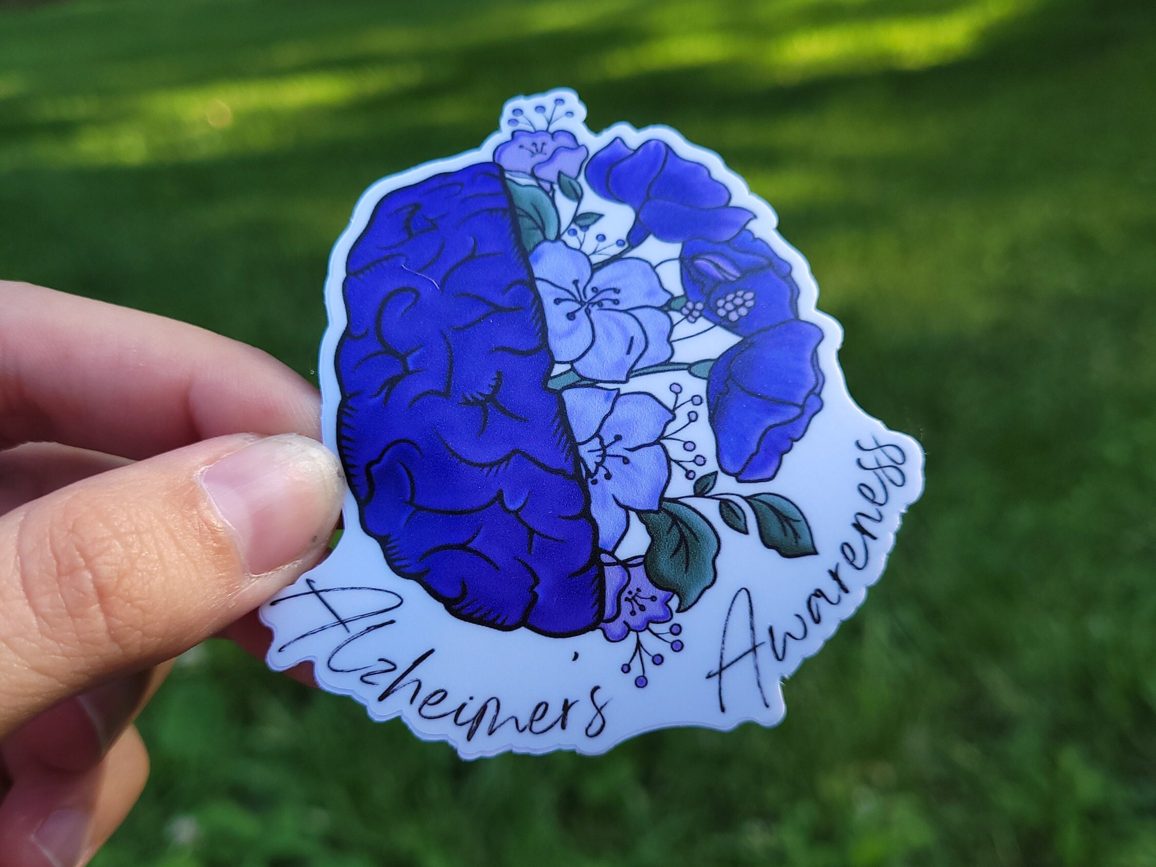 Alzheimer's Awareness Sticker | Brain | Purple | Awareness | Floral ...